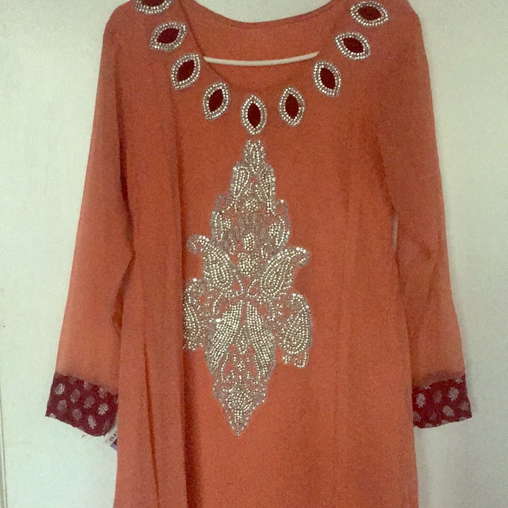 Orange Pakistani gown - Picture 2 of 4